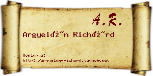 Argyelán Richárd névjegykártya
