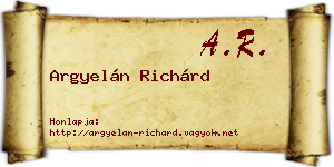 Argyelán Richárd névjegykártya